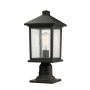 Bellevue Bennie 8" Tall Pier Mount Post Light with 6" Square Base Oil Rubbed Bronze