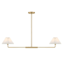 Bellevue Pleated 2 Light 44" Wide Linear Chandelier Natural Brass