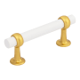 Belwith Keeler Ostia 3" (76 mm) Center to Center Modern Industrial Pub / Bar Style Cabinet Bar Handle / Drawer Bar Pull Matte White / Brushed Golden Brass