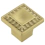 Belwith Keeler Astoria 1" Ridged Square Luxury Cabinet Knob / Drawer Knob from the Bijou Collection Brushed Golden Brass