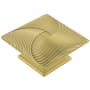 Belwith Keeler Tempest 3-1/2" Large Swirled Lines Square Cabinet Knob / Drawer Knob from the Bijou Collection Brushed Golden Brass