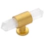 Belwith Keeler Aura 2-3/4" Wide Quartz Crystal Shard T Bar Luxury Cabinet Knob / Drawer Knob from the Bijou Collection Brushed Golden Brass
