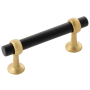 Belwith Keeler Ostia 3" (76 mm) Center to Center Modern Industrial Pub / Bar Style Cabinet Bar Handle / Drawer Bar Pull Matte Black and Brushed Golden Brass