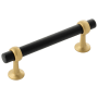 Belwith Keeler Ostia 3-3/4" Center to Center Luxury Modern Industrial Pipe Style Cabinet Bar Handle / Drawer Bar Pull Matte Black and Brushed Golden Brass