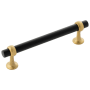 Belwith Keeler Ostia 5-1/16" Center to Center Elegant Modern Industrial Pipe Style Cabinet Bar Handle / Drawer Bar Pull Matte Black and Brushed Golden Brass