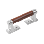 Belwith Keeler Reserve 3" Center to Center Leather Cabinet Handle / Drawer Pull - Mixed Materials Satin Nickel / Brown Leather
