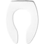 Bemis Elongated Open-Front Less Cover Commercial Plastic Toilet Seat with Stay-Tite Commercial Fastening System Check Hinge White