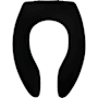 Bemis Elongated Open-Front Less Cover Commercial Plasitc Toilet Seat with Stay-Tite Commercial Fastening System Self-Sustaining Check Hinge Black