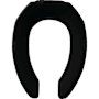 Bemis Elongated Open-Front Less Cover Commercial Plastic Toilet Seat with Stay-Tite Commercial Fastening System Black