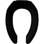 Bemis Elongated Open-Front Less Cover Commercial Plastic Toilet Seat with Stay·Tite Commercial Fastening System Check Hinge Black