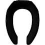 Bemis Elongated Open-Front Less Cover Commercial Plastic Toilet Seat with Stay·Tite Commercial Fastening System Self-Sustaining Check Hinge Black