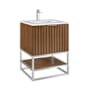BEMMA Terra 24" Free Standing Single Basin Vanity Set with Cabinet and Vanity Top Walnut / Carrara Marble Top / Brushed Nickel Hardware