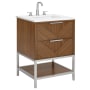 BEMMA Diamond 24" Free Standing Single Basin Vanity Set with Cabinet and Vanity Top Walnut / White Quartz Top / Brushed Nickel Hardware