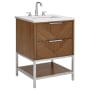 BEMMA Diamond 24" Free Standing Single Basin Vanity Set with Cabinet and Vanity Top Walnut / Calacatta Quartz Top / Brushed Nickel Hardware