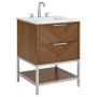 BEMMA Diamond 24" Free Standing Single Basin Vanity Set with Cabinet and Vanity Top Walnut / Carrara Marble Top / Brushed Nickel Hardware