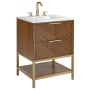 BEMMA Diamond 24" Free Standing Single Basin Vanity Set with Cabinet and Vanity Top Walnut / Carrara Marble Top / Satin Brass Hardware
