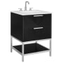 BEMMA Diamond 24" Free Standing Single Basin Vanity Set with Cabinet and Vanity Top Charcoal Black / White Quartz Top / Brushed Nickel Hardware