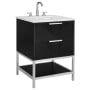BEMMA Diamond 24" Free Standing Single Basin Vanity Set with Cabinet and Vanity Top Charcoal Black / Calacatta Quartz Top / Brushed Nickel Hardware