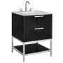 BEMMA Diamond 24" Free Standing Single Basin Vanity Set with Cabinet and Vanity Top Charcoal Black / Carrara Marble Top / Brushed Nickel Hardware