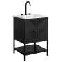 BEMMA Diamond 24" Free Standing Single Basin Vanity Set with Cabinet and Vanity Top Charcoal Black / White Quartz Top / Matte Black Hardware