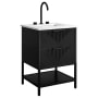 BEMMA Diamond 24" Free Standing Single Basin Vanity Set with Cabinet and Vanity Top Charcoal Black / Calacatta Quartz Top / Matte Black Hardware