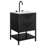 BEMMA Diamond 24" Free Standing Single Basin Vanity Set with Cabinet and Vanity Top Charcoal Black / Carrara Marble Top / Matte Black Hardware