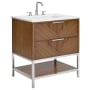 BEMMA Diamond 30" Free Standing Single Basin Vanity Set with Cabinet and Vanity Top Walnut / White Quartz Top / Brushed Nickel Hardware