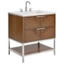 BEMMA Diamond 30" Free Standing Single Basin Vanity Set with Cabinet and Vanity Top Walnut / Calacatta Quartz Top / Brushed Nickel Hardware