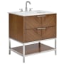 BEMMA Diamond 30" Free Standing Single Basin Vanity Set with Cabinet and Vanity Top Walnut / Carrara Marble Top / Brushed Nickel Hardware