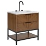 BEMMA Diamond 30" Free Standing Single Basin Vanity Set with Cabinet and Vanity Top Walnut / Calacatta Quartz Top / Matte Black Hardware