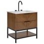 BEMMA Diamond 30" Free Standing Single Basin Vanity Set with Cabinet and Vanity Top Walnut / Carrara Marble Top / Matte Black Hardware