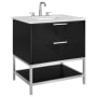 BEMMA Diamond 30" Free Standing Single Basin Vanity Set with Cabinet and Vanity Top Charcoal Black / Calacatta Quartz Top / Brushed Nickel Hardware