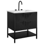 BEMMA Diamond 30" Free Standing Single Basin Vanity Set with Cabinet and Vanity Top Charcoal Black / White Quartz Top / Matte Black Hardware