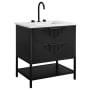 BEMMA Diamond 30" Free Standing Single Basin Vanity Set with Cabinet and Vanity Top Charcoal Black / Calacatta Quartz Top / Matte Black Hardware
