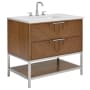 BEMMA Diamond 36" Free Standing Single Basin Vanity Set with Cabinet and Vanity Top Walnut / Calacatta Quartz Top / Brushed Nickel Hardware