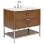 BEMMA Diamond 36" Free Standing Single Basin Vanity Set with Cabinet and Vanity Top Walnut / Carrara Marble Top / Brushed Nickel Hardware