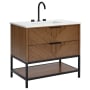 BEMMA Diamond 36" Free Standing Single Basin Vanity Set with Cabinet and Vanity Top Walnut / White Quartz Top / Matte Black Hardware