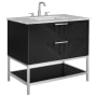 BEMMA Diamond 36" Free Standing Single Basin Vanity Set with Cabinet and Vanity Top Charcoal Black / Carrara Marble Top / Brushed Nickel Hardware