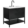 BEMMA Diamond 36" Free Standing Single Basin Vanity Set with Cabinet and Vanity Top Charcoal Black / White Quartz Top / Matte Black Hardware