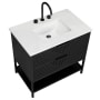 BEMMA Diamond 36" Free Standing Single Basin Vanity Set with Cabinet and Vanity Top Charcoal Black / Calacatta Quartz Top / Matte Black Hardware