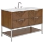 BEMMA Diamond 48" Free Standing Single Basin Vanity Set with Cabinet and Vanity Top Walnut / White Quartz Top / Brushed Nickel Hardware