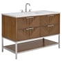 BEMMA Diamond 48" Free Standing Single Basin Vanity Set with Cabinet and Vanity Top Walnut / Calacatta Quartz Top / Brushed Nickel Hardware