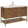 BEMMA Diamond 48" Free Standing Single Basin Vanity Set with Cabinet and Vanity Top Walnut / Calacatta Quartz Top / Satin Brass Hardware