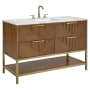 BEMMA Diamond 48" Free Standing Single Basin Vanity Set with Cabinet and Vanity Top Walnut / Carrara Marble Top / Satin Brass Hardware