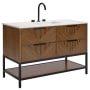 BEMMA Diamond 48" Free Standing Single Basin Vanity Set with Cabinet and Vanity Top Walnut / White Quartz Top / Matte Black Hardware