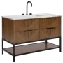 BEMMA Diamond 48" Free Standing Single Basin Vanity Set with Cabinet and Vanity Top Walnut / Carrara Marble Top / Matte Black Hardware