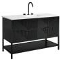 BEMMA Diamond 48" Free Standing Single Basin Vanity Set with Cabinet and Vanity Top Charcoal Black / White Quartz Top / Matte Black Hardware