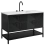 BEMMA Diamond 48" Free Standing Single Basin Vanity Set with Cabinet and Vanity Top Charcoal Black / Calacatta Quartz Top / Matte Black Hardware