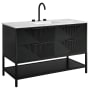 BEMMA Diamond 48" Free Standing Single Basin Vanity Set with Cabinet and Vanity Top Charcoal Black / Carrara Marble Top / Matte Black Hardware