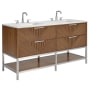 BEMMA Diamond 60" Free Standing Double Basin Vanity Set with Cabinet and Vanity Top Walnut / White Quartz Top / Brushed Nickel Hardware